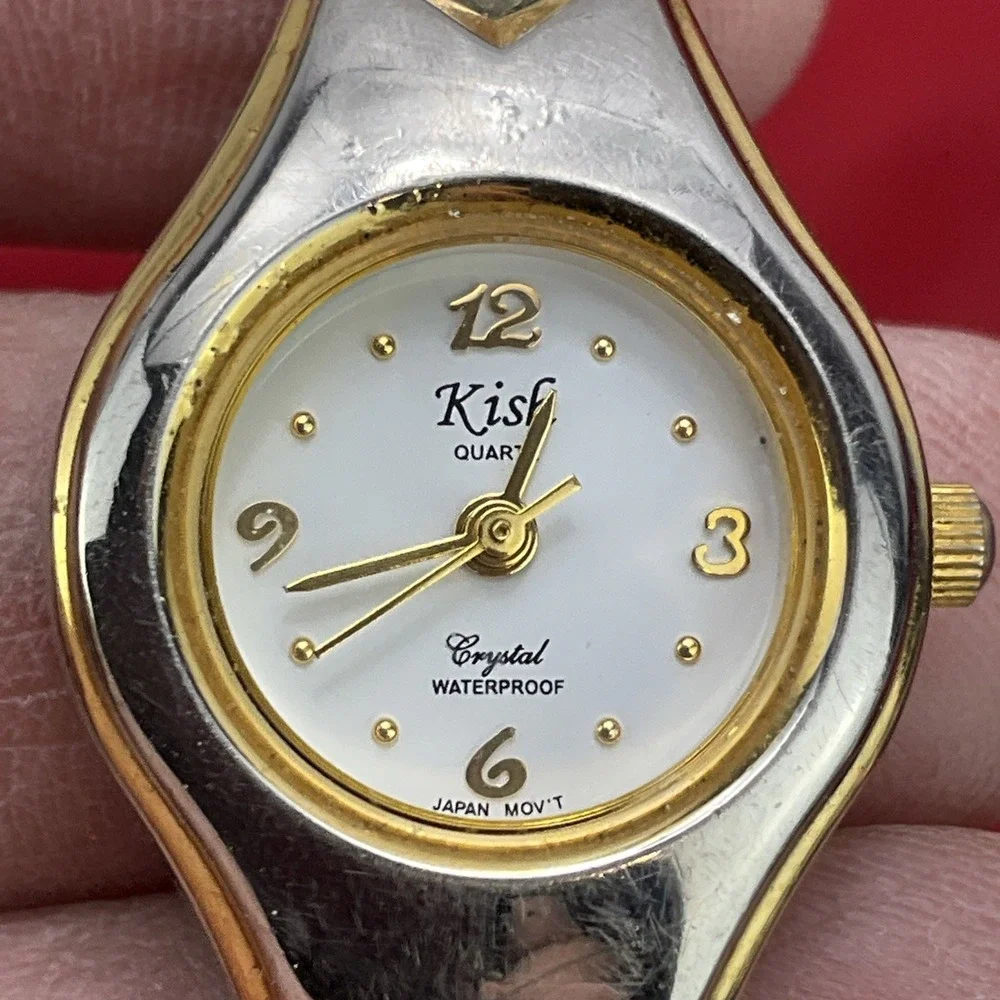 Kish Womens‎ Crystal Watch GoldTone Bracelet Quartz Waterproof New Battery
